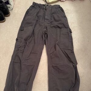 Jaded London Parachute Pants in Charcoal Grey